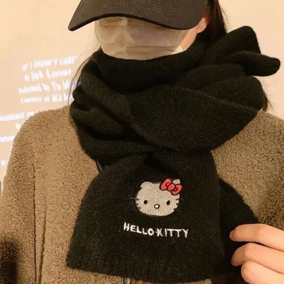 Pink Hello Kitty Embroidered Winter Scarf 59”x9” Big NWT - Picture 3 of 3